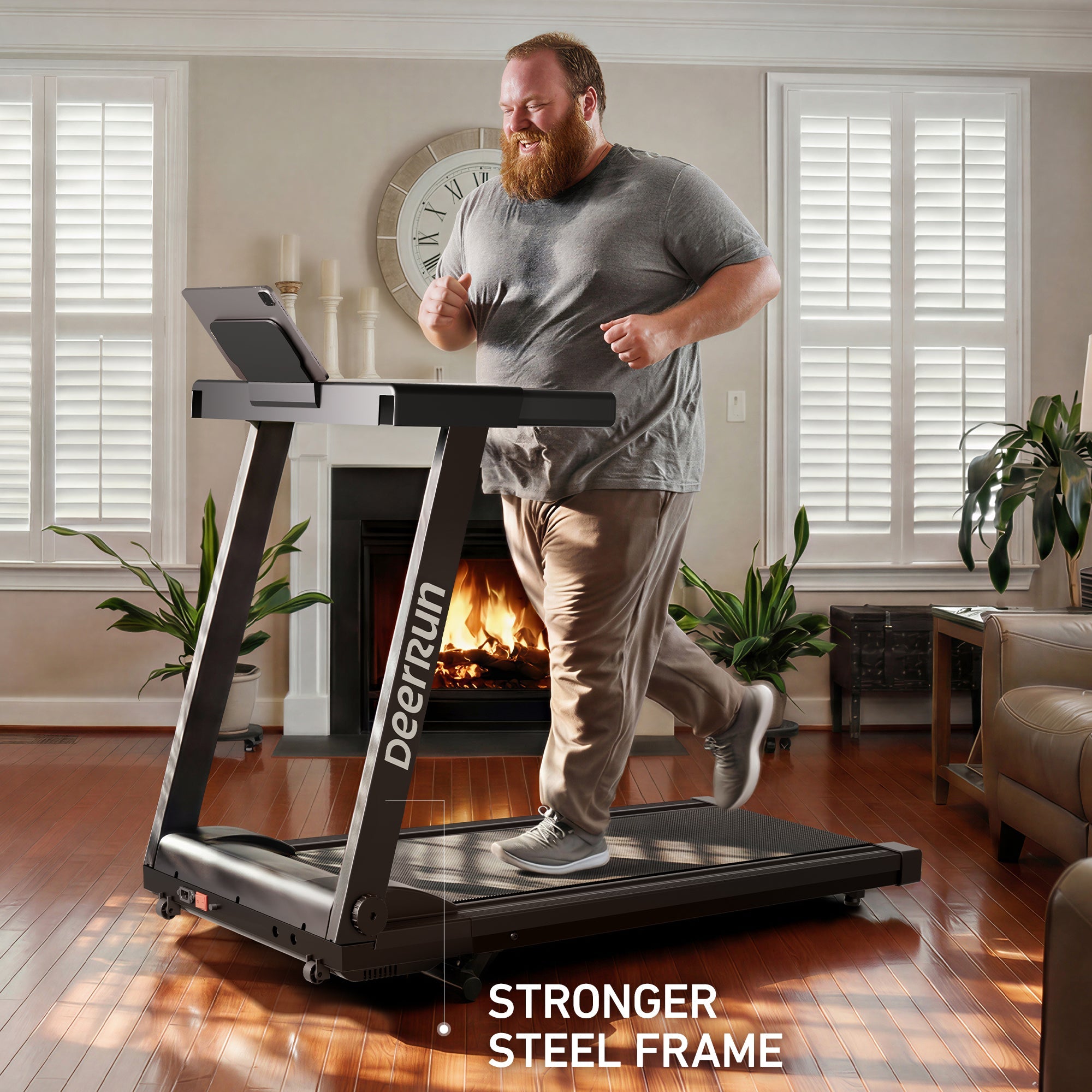 DeerRun All-New 2026 A1 Pro Move+ Smart Foldable Treadmill with 6% Incline & NFC | 350 lbs, 10 mph, Black